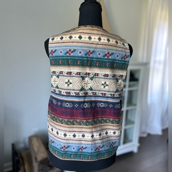 Vintage Vivaldi Jeanswear Aztec Vest Medium Austin Western Santa Fe - Picture 9 of 10
